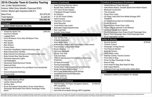 2016 Chrysler Town and Country Touring