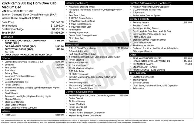 2024 RAM 2500 Big Horn Crew Cab 4x4 64 Box 2024 RAM 2500 Big Horn Crew Cab 4x4 64 Box