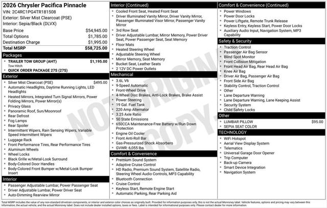 2026 Chrysler Pacifica PACIFICA PINNACLE