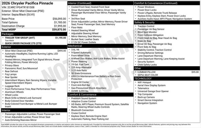 2026 Chrysler Pacifica PACIFICA PINNACLE 2026 Chrysler Pacifica PACIFICA PINNACLE