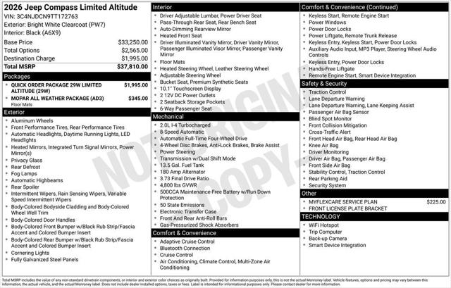 2026 Jeep Compass Limited Altitude