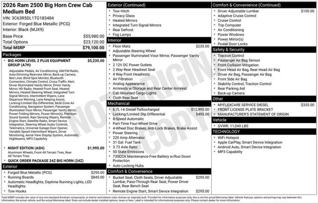 2026 RAM Ram 2500 RAM 2500 BIG HORN CREW CAB 4X4 64 BOX