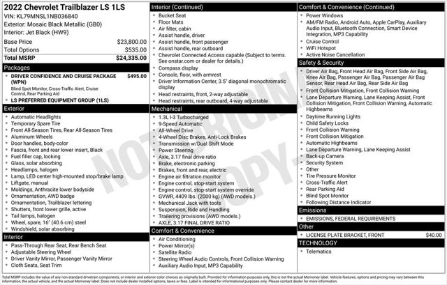 2022 Chevrolet Trailblazer AWD LS