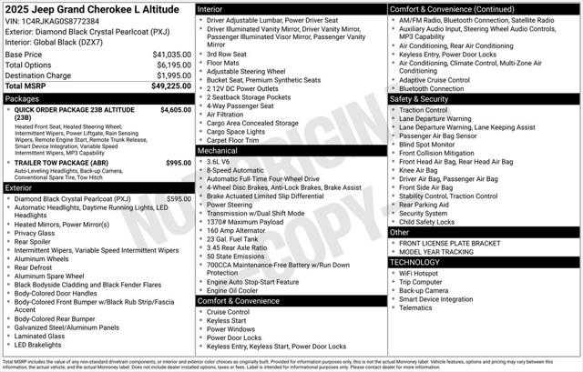 2025 Jeep Grand Cherokee GRAND CHEROKEE L ALTITUDE 4X4