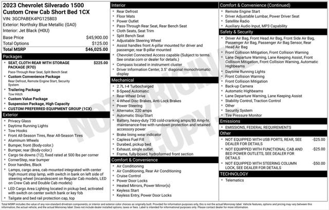 2023 Chevrolet Silverado 1500 2WD Crew Cab Short Bed Custom