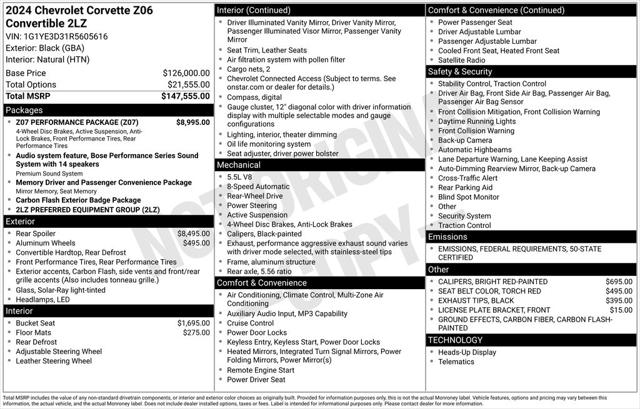 2024 Chevrolet Corvette Z06 RWD Convertible 2LZ