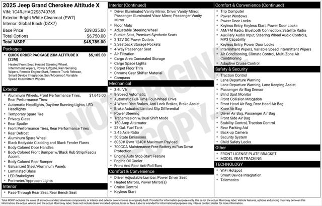 2025 Jeep Grand Cherokee GRAND CHEROKEE ALTITUDE X 4X4