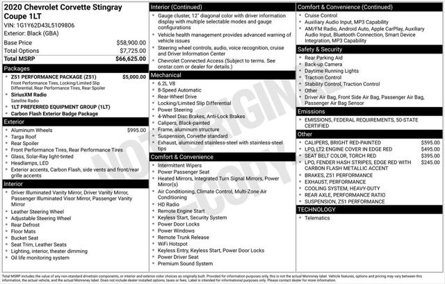 2020 Chevrolet Corvette Stingray RWD Coupe 1LT