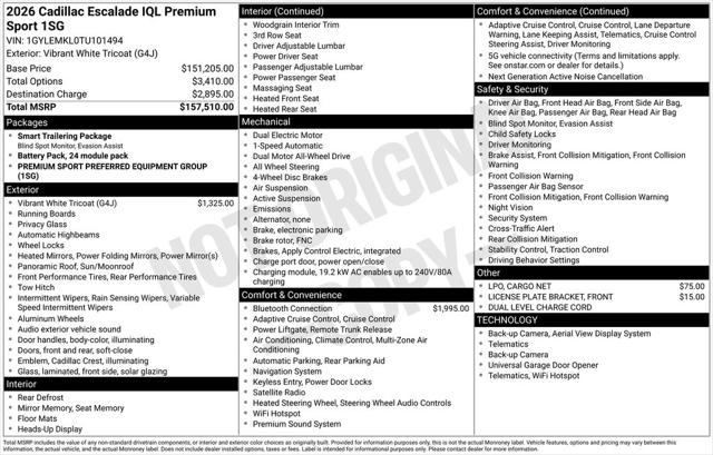 2026 Cadillac Escalade IQL Premium Sport AWD
