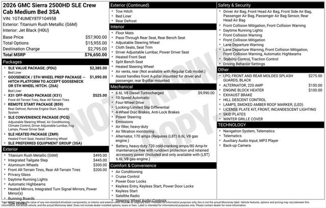 2026 GMC Sierra 2500HD SLE