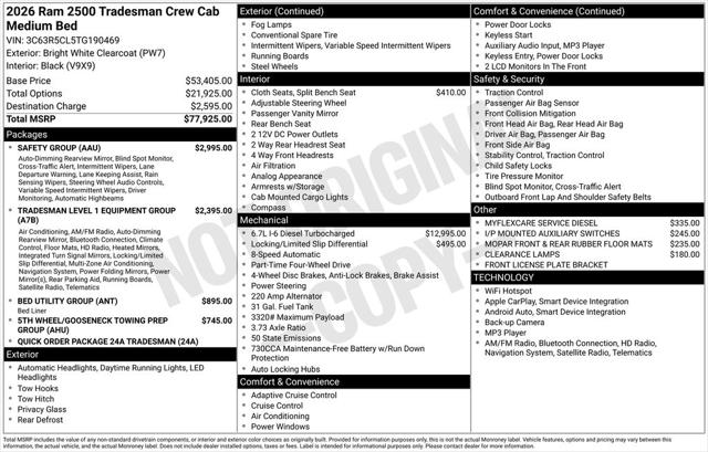 2026 RAM Ram 2500 RAM 2500 TRADESMAN CREW CAB 4X4 64 BOX 2026 RAM Ram 2500 RAM 2500 TRADESMAN CREW CAB 4X4 64 BOX