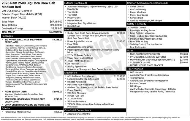 2026 RAM Ram 2500 RAM 2500 BIG HORN CREW CAB 4X4 64 BOX 2026 RAM Ram 2500 RAM 2500 BIG HORN CREW CAB 4X4 64 BOX