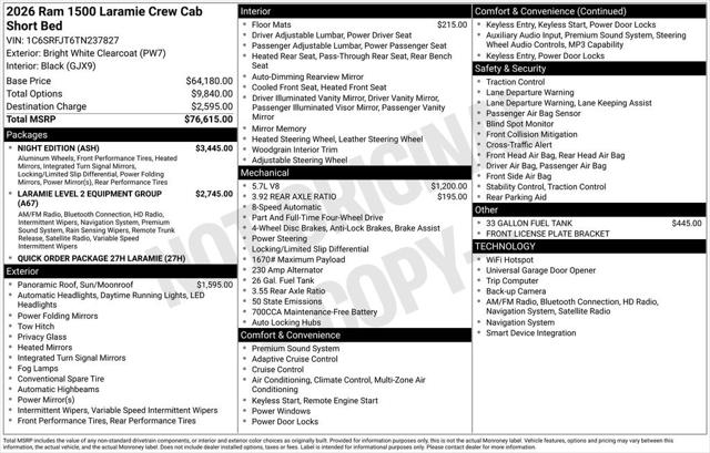 2026 RAM Ram 1500 RAM 1500 LARAMIE CREW CAB 4X4 57 BOX