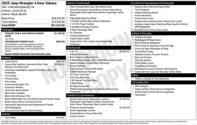 2025 Jeep Wrangler WRANGLER 4-DOOR SAHARA