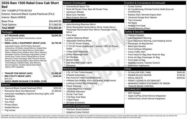 2026 RAM Ram 1500 RAM 1500 REBEL CREW CAB 4X4 57 BOX
