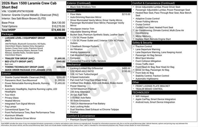 2026 RAM Ram 1500 RAM 1500 LARAMIE CREW CAB 4X4 57 BOX