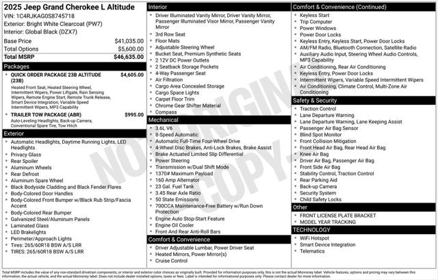 2025 Jeep Grand Cherokee GRAND CHEROKEE L ALTITUDE 4X4