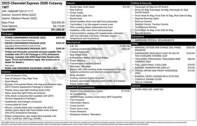 2025 Chevrolet Express Cutaway Work Van