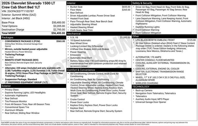2026 Chevrolet Silverado 1500 2WD Crew Cab Short Bed LT