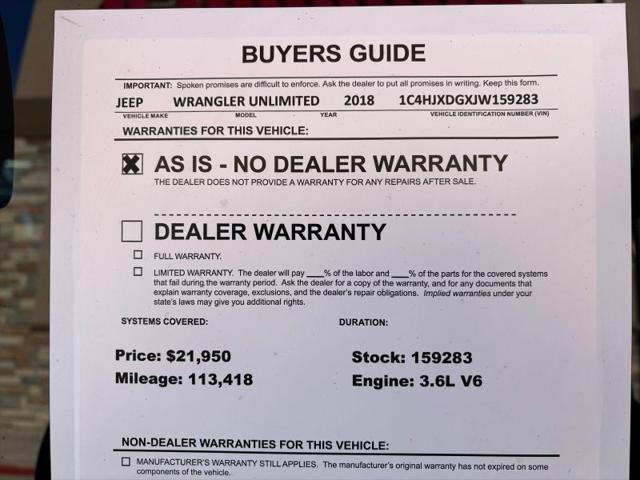 2018 Jeep Wrangler Unlimited Sport S 4x4