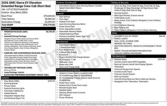 2026 GMC Sierra Extended Range Elevation