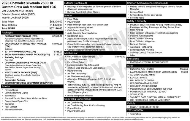 2025 Chevrolet Silverado 2500HD 4WD Crew Cab Standard Bed Custom