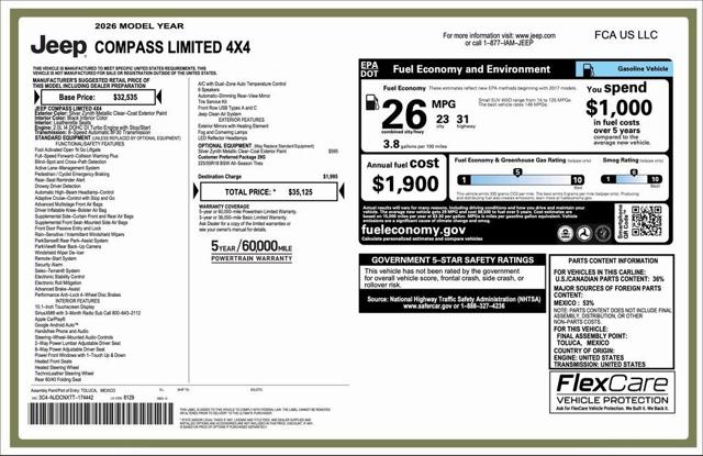 2026 Jeep Compass COMPASS LIMITED 4X4