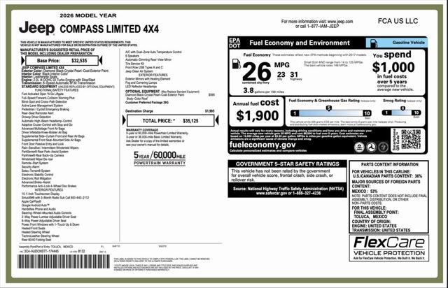 2026 Jeep Compass COMPASS LIMITED 4X4 2026 Jeep Compass COMPASS LIMITED 4X4