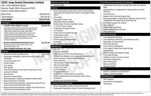 2025 Jeep Grand Cherokee GRAND CHEROKEE LIMITED 4X4