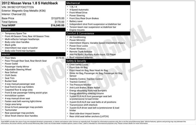 2012 Nissan Versa 1.8 S