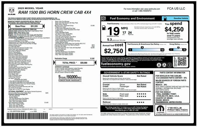 2025 RAM 1500 Big Horn Crew Cab 4x4 57 Box