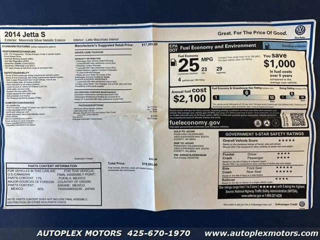 2014 Volkswagen Jetta 2.0L S