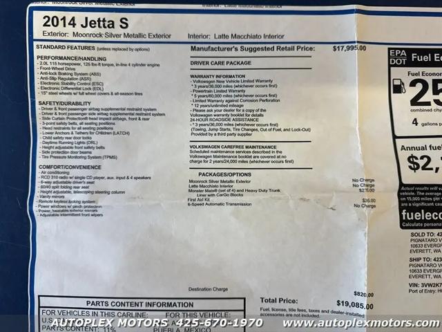 2014 Volkswagen Jetta 2.0L S