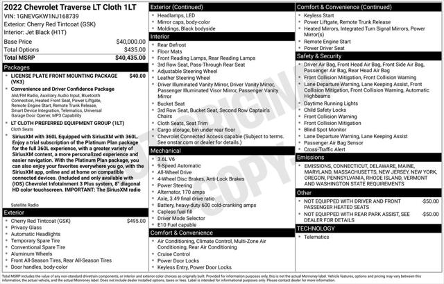 2022 Chevrolet Traverse AWD LT Cloth