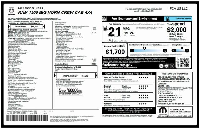 2022 RAM 1500 Big Horn Crew Cab 4x4 57 Box
