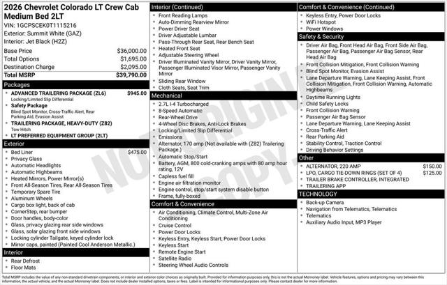 2026 Chevrolet Colorado LT, RWD