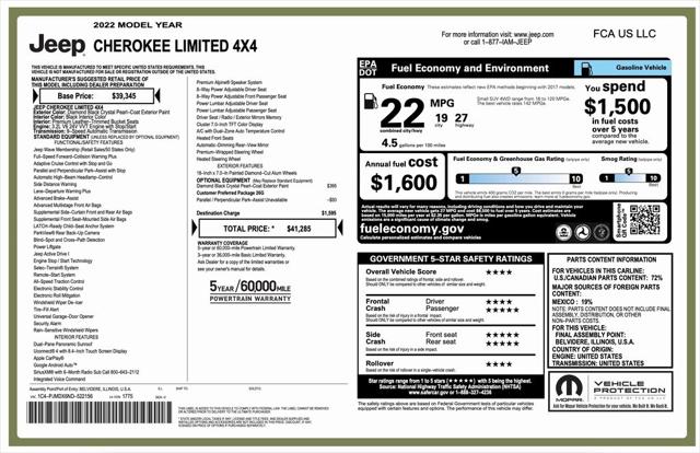 2022 Jeep Cherokee Limited 4x4 2022 Jeep Cherokee Limited 4x4