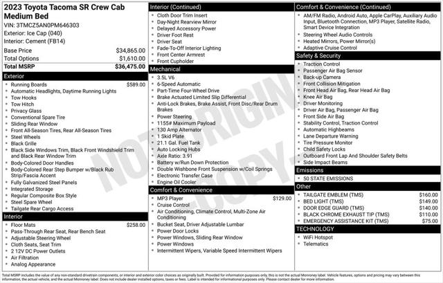 2023 Toyota Tacoma SR V6 2023 Toyota Tacoma SR V6