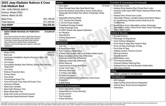 2025 Jeep Gladiator GLADIATOR RUBICON X 4X4 2025 Jeep Gladiator GLADIATOR RUBICON X 4X4