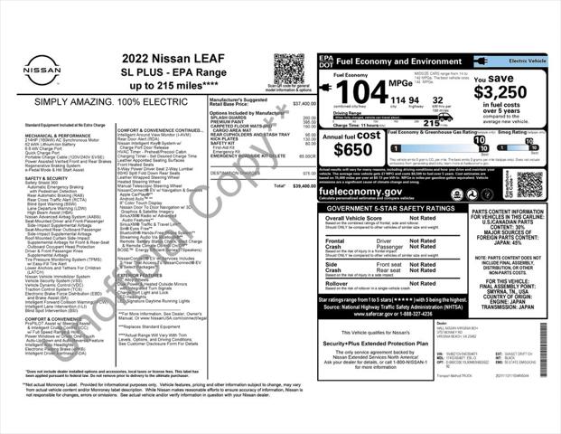 2022 Nissan LEAF SL PLUS 62 kWh