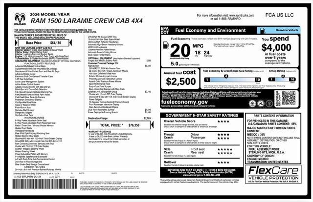 2026 RAM Ram 1500 RAM 1500 LARAMIE CREW CAB 4X4 57 BOX 2026 RAM Ram 1500 RAM 1500 LARAMIE CREW CAB 4X4 57 BOX