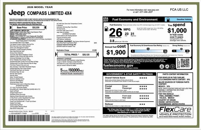 2026 Jeep Compass COMPASS LIMITED 4X4 2026 Jeep Compass COMPASS LIMITED 4X4