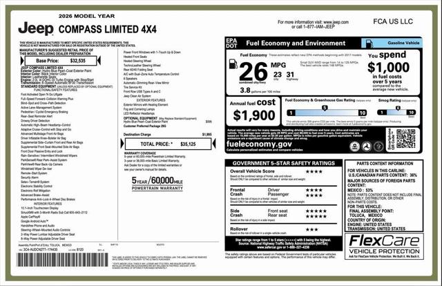 2026 Jeep Compass COMPASS LIMITED 4X4 2026 Jeep Compass COMPASS LIMITED 4X4