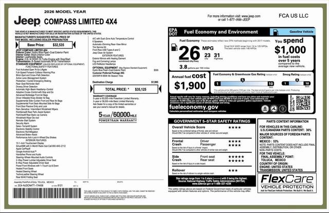 2026 Jeep Compass COMPASS LIMITED 4X4