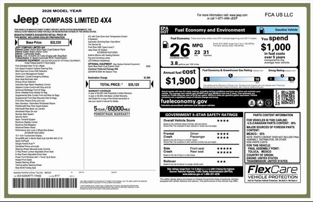 2026 Jeep Compass COMPASS LIMITED 4X4 2026 Jeep Compass COMPASS LIMITED 4X4