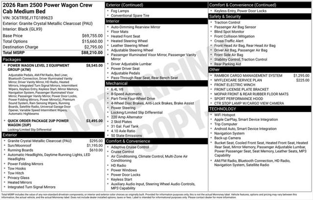 2026 RAM Ram 2500 RAM 2500 POWER WAGON CREW CAB 4X4 64 BOX