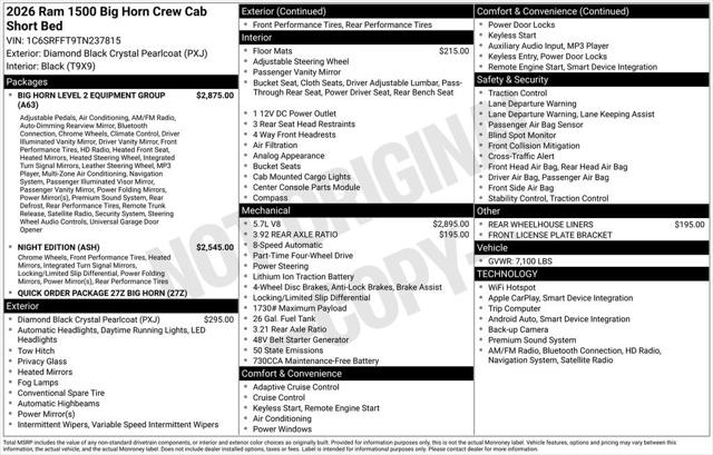 2026 RAM Ram 1500 RAM 1500 BIG HORN CREW CAB 4X4 57 BOX