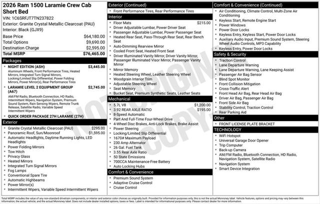 2026 RAM Ram 1500 RAM 1500 LARAMIE CREW CAB 4X4 57 BOX 2026 RAM Ram 1500 RAM 1500 LARAMIE CREW CAB 4X4 57 BOX