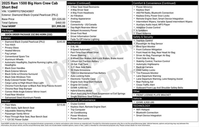 2025 RAM Ram 1500 RAM 1500 BIG HORN CREW CAB 4X4 57 BOX 2025 RAM Ram 1500 RAM 1500 BIG HORN CREW CAB 4X4 57 BOX