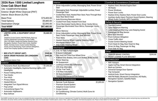 2026 RAM Ram 1500 RAM 1500 LIMITED LONGHORN CREW CAB 4X4 57 BOX